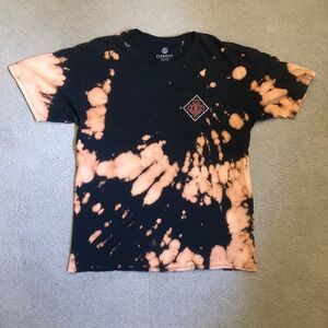 Element Skateboards Bleach Dye T-Shirt Mens XL Black Orange Distressed Skate